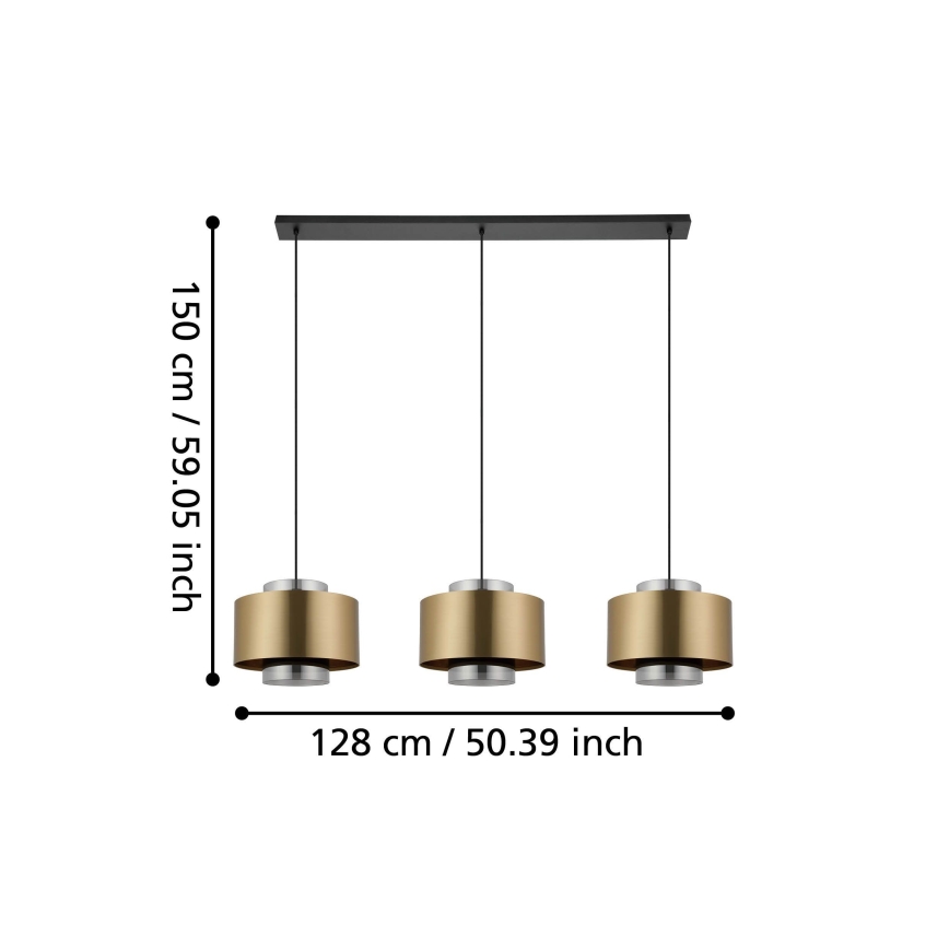 Eglo - Lestenec na vrvici 3xE27/40W/230V zlata