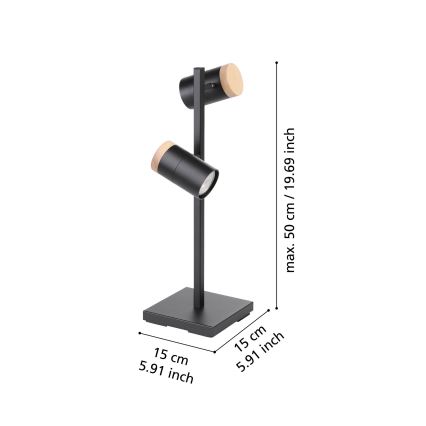 Eglo - LED Namizna svetilka 2xGU10/4,5W/230V 3000K črna/rjava