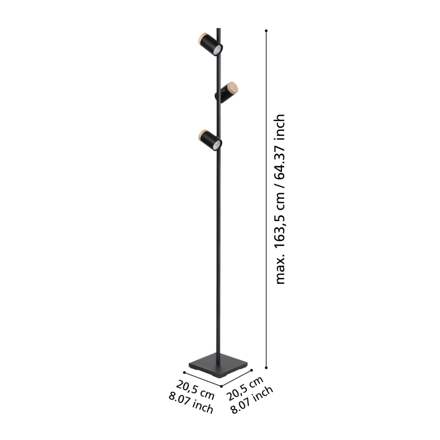 Eglo - LED Talna svetilka 3xGU10/4,5W/230V 3000K črna/rjava
