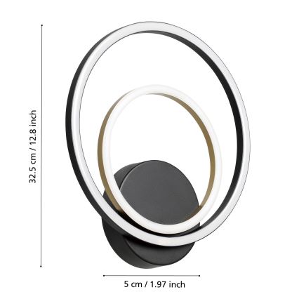 Eglo - LED Stenska svetilka LED/12W/230V 3000K + 4xLED/2,1W 3000K črna