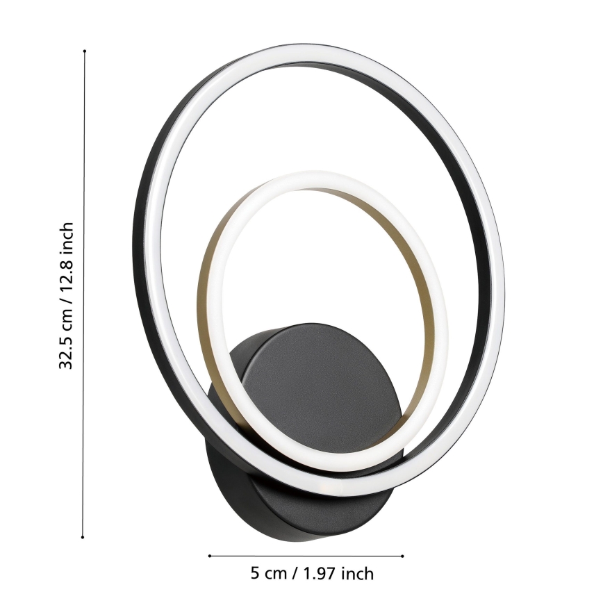 Eglo - LED Stenska svetilka LED/12W/230V 3000K + 4xLED/2,1W 3000K črna