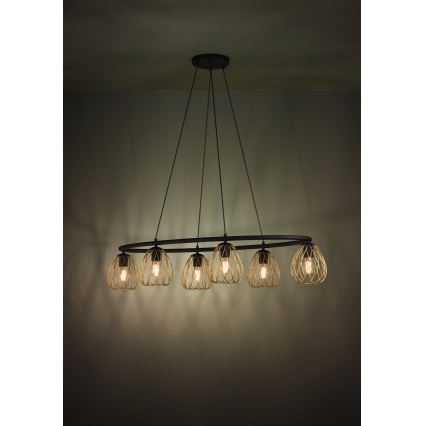 Eglo - Lestenec na vrvici 6xE27/40W/230V črna/zlata