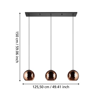 Eglo - Lestenec na vrvici 3xE27/40W/230V baker