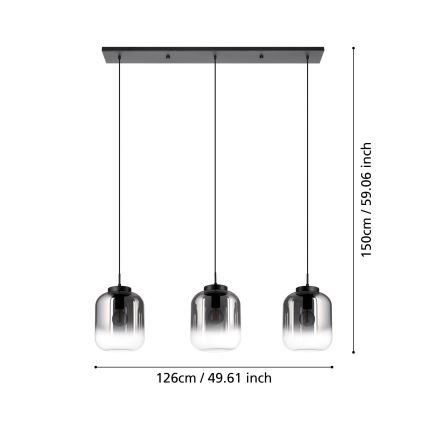 Eglo - Lestenec na vrvici 3xE27/40W/230V dimna