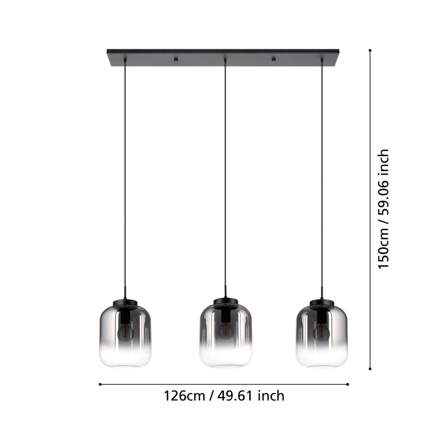 Eglo - Lestenec na vrvici 3xE27/40W/230V dimna