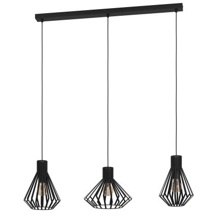 Eglo - Lestenec na vrvici 3xE27/40W/230V črna