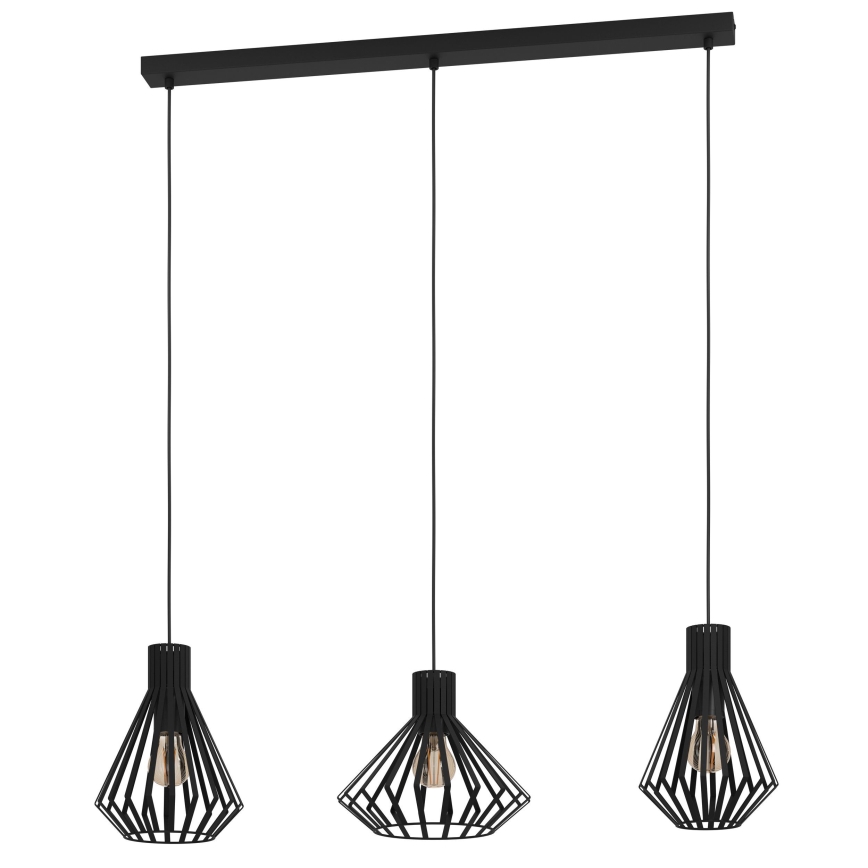 Eglo - Lestenec na vrvici 3xE27/40W/230V črna