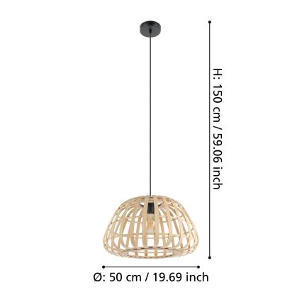 Eglo - Lestenec na vrvici 1xE27/40W/230V pr. 50 cm bambus