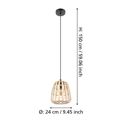 Eglo - Lestenec na vrvici 1xE27/40W/230V pr. 24 cm bambus