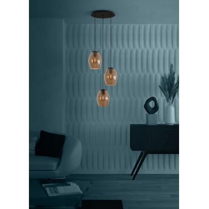 Eglo - Lestenec na vrvici 3xE27/40W/230V rjava