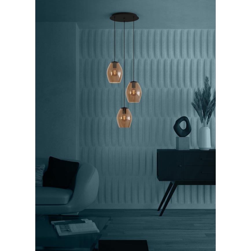 Eglo - Lestenec na vrvici 3xE27/40W/230V rjava