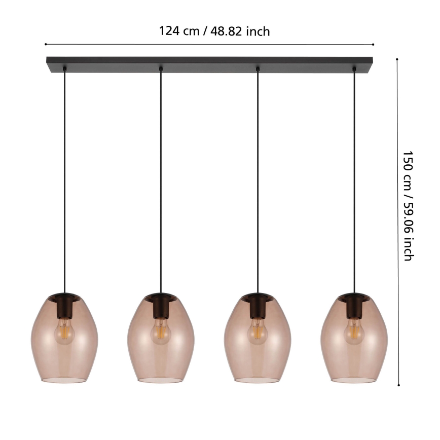 Eglo - Lestenec na vrvici 4xE27/40W/230V rjava