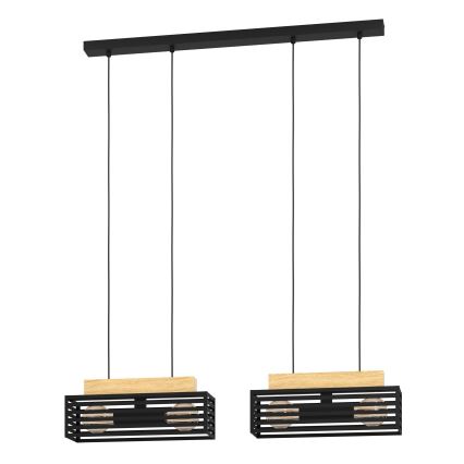 Eglo - Lestenec na vrvici 4xE27/40W/230V črna/rjava