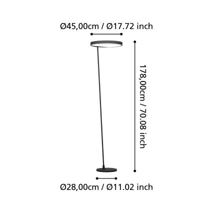 Eglo - LED Zatemnitvena stoječa svetilka LED/23W/230V 3000K črna