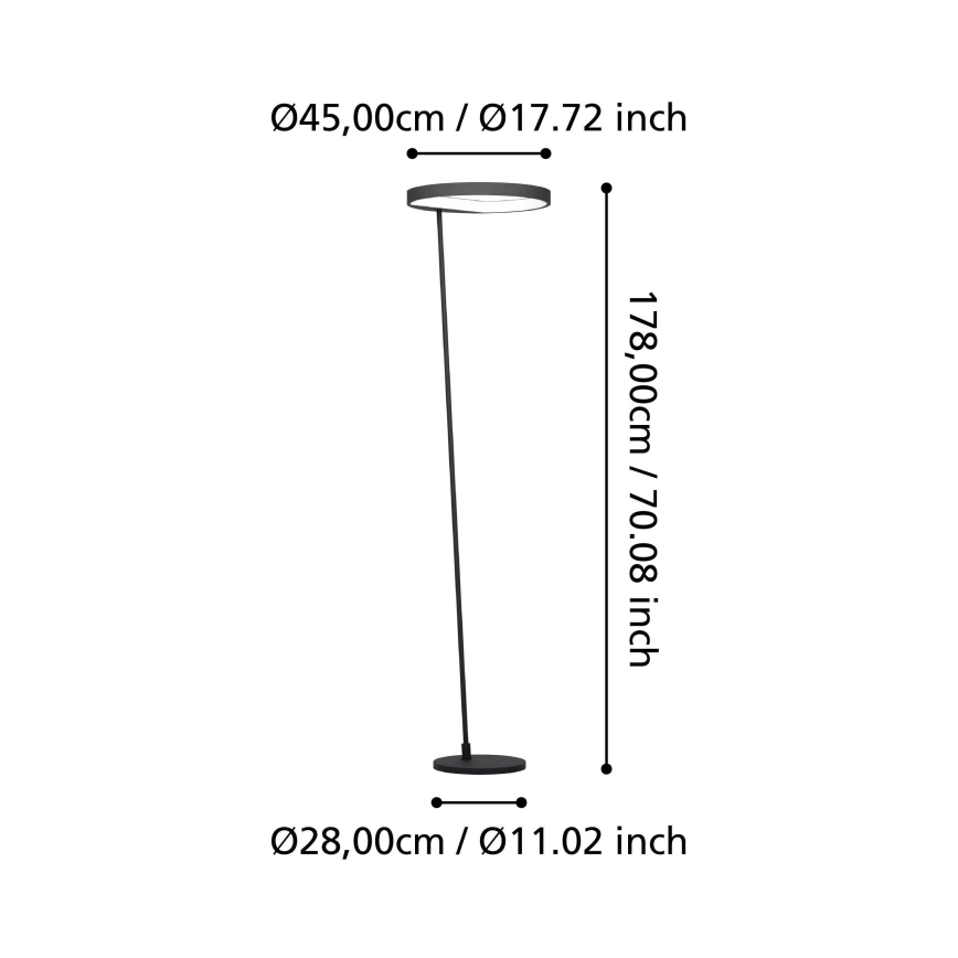 Eglo - LED Zatemnitvena stoječa svetilka LED/23W/230V 3000K črna