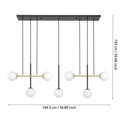 Eglo - Lestenec na vrvici 7xE14/40W/230V zlata/črna