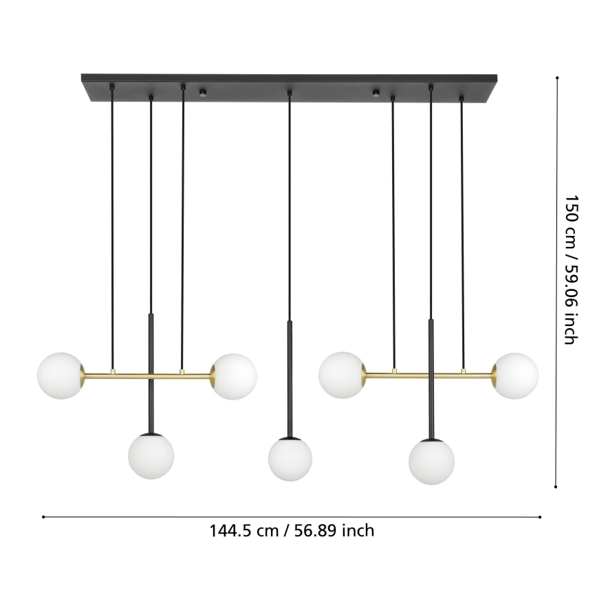 Eglo - Lestenec na vrvici 7xE14/40W/230V zlata/črna