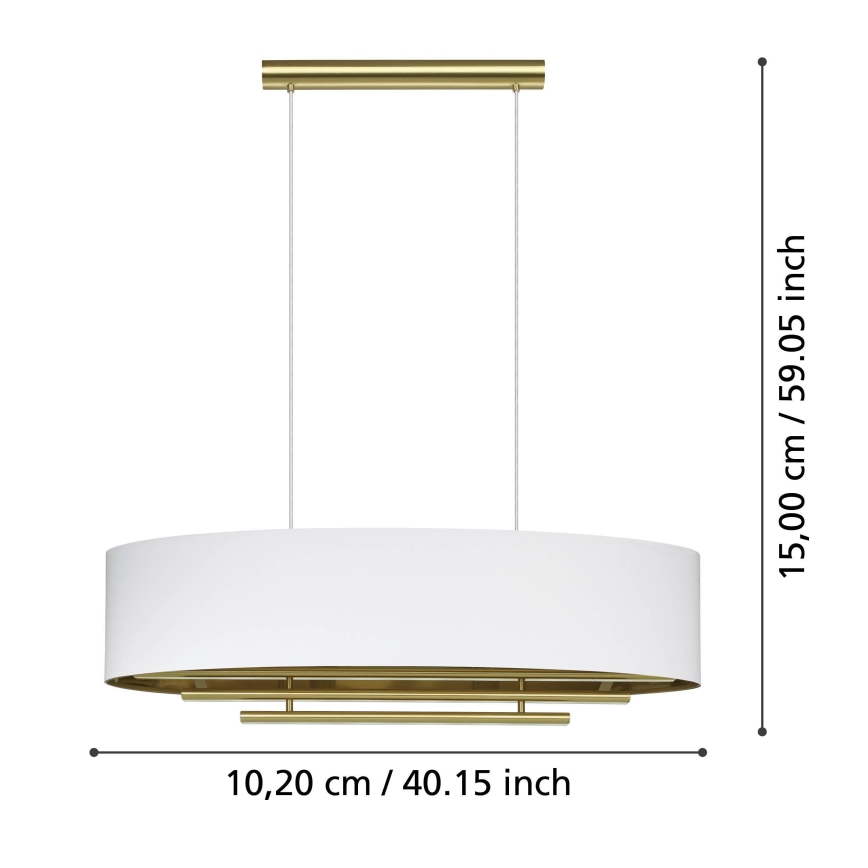Eglo - Lestenec na vrvici 4xE27/40W/230V bela/zlata