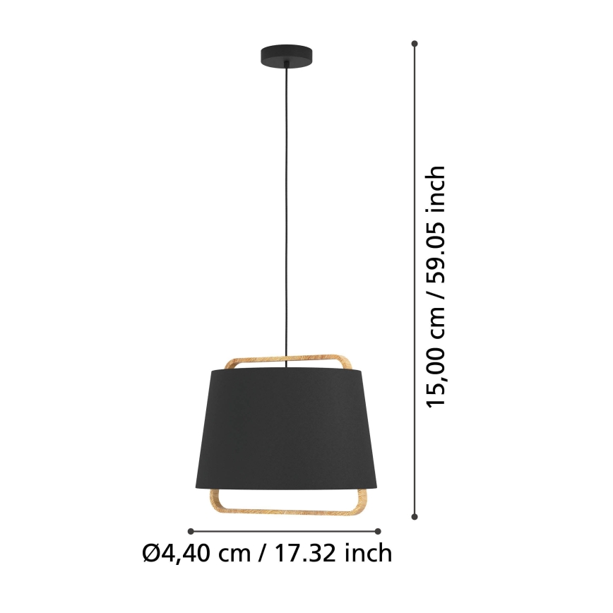 Eglo - Lestenec na vrvici 1xE27/40W/230V črna