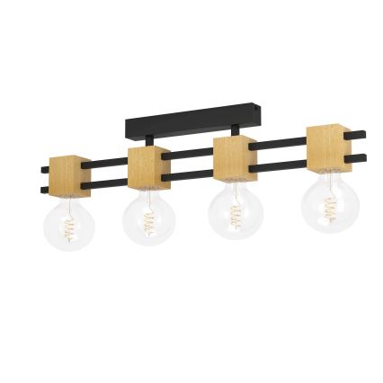 Eglo - Nadgradni lestenec 4xE27/40W/230V črna/rjava