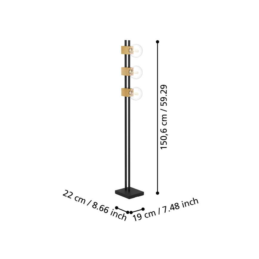 Eglo - Talna svetilka 3xE27/40W/230V črna/rjava