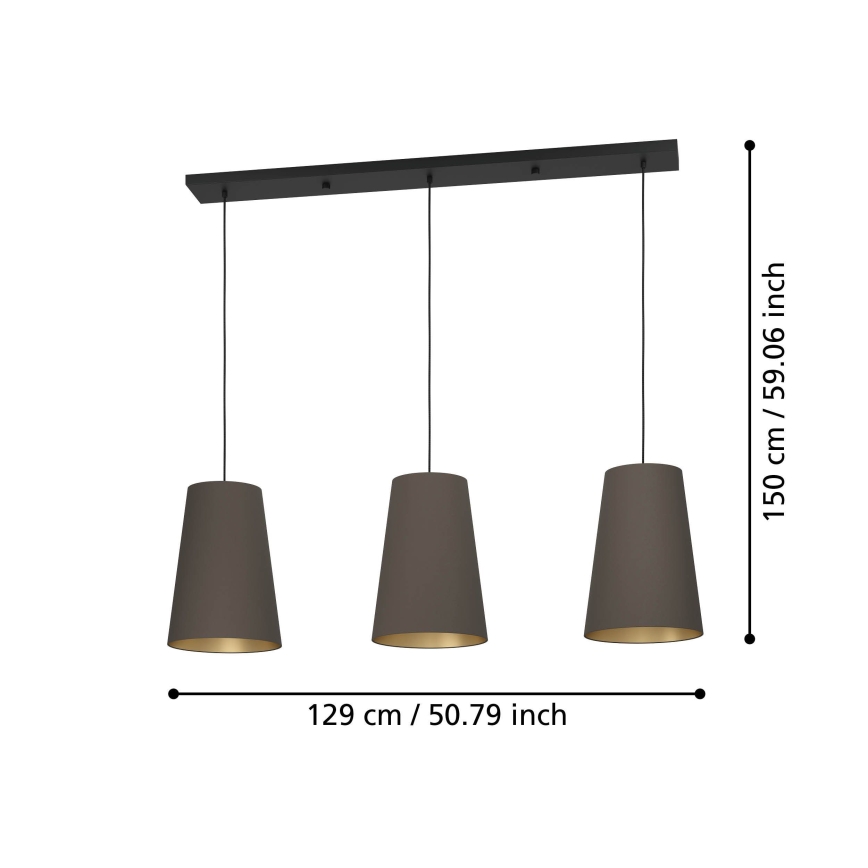 Eglo - Lestenec na vrvici 3xE27/40W/230V rjava