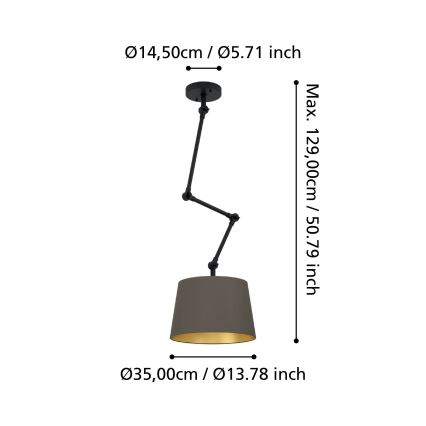 Eglo - Lestenec na drogu 1xE27/40W/230V rjava