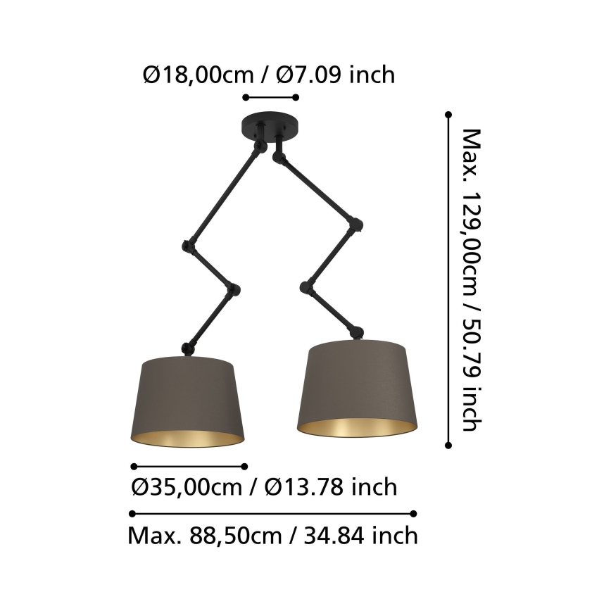 Eglo - Lestenec na drogu 2xE27/40W/230V rjava