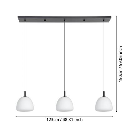 Eglo - Lestenec na vrvici 3xE27/40W/230V črna