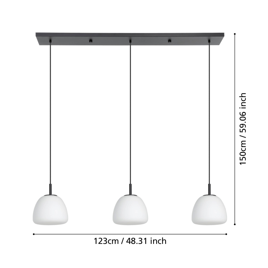 Eglo - Lestenec na vrvici 3xE27/40W/230V črna