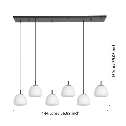 Eglo - Lestenec na vrvici 6xE27/40W/230V črna