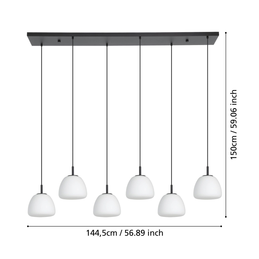 Eglo - Lestenec na vrvici 6xE27/40W/230V črna