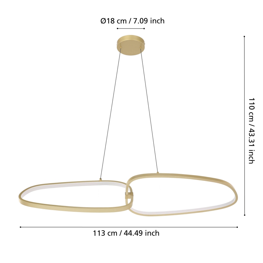 Eglo - LED Zatemnitveni lestenec na vrvici LED/37,5W/230V 3000K zlata