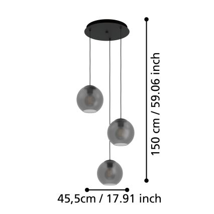 Eglo - Lestenec na vrvici 3xE27/40W/230V dimna