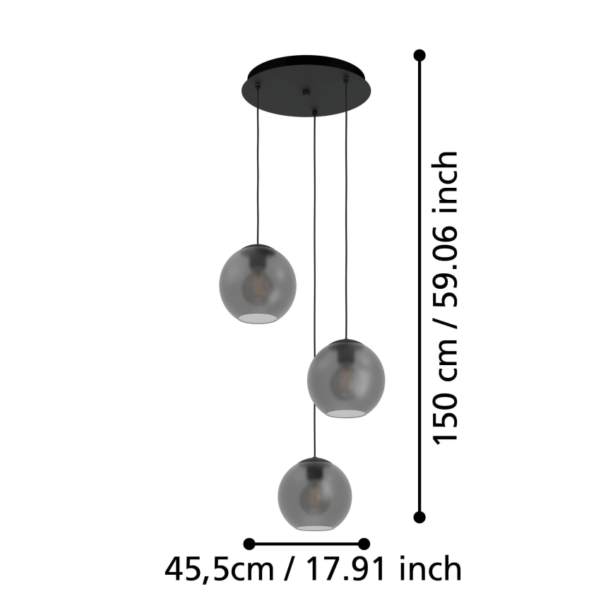 Eglo - Lestenec na vrvici 3xE27/40W/230V dimna