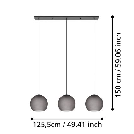 Eglo - Lestenec na vrvici 3xE27/40W/230V dimna