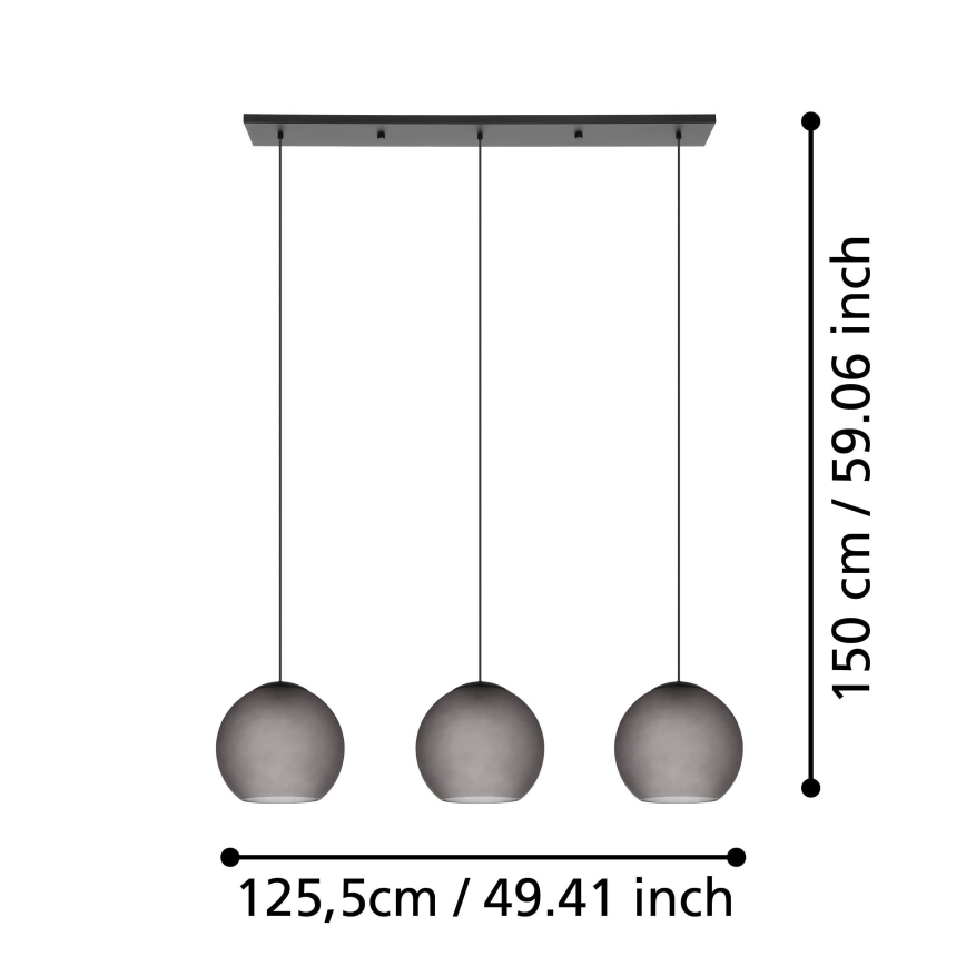 Eglo - Lestenec na vrvici 3xE27/40W/230V dimna