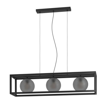 Eglo - Lestenec na vrvici 3xE27/40W/230V dimna/črna
