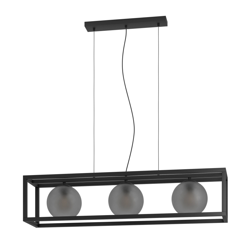 Eglo - Lestenec na vrvici 3xE27/40W/230V dimna/črna