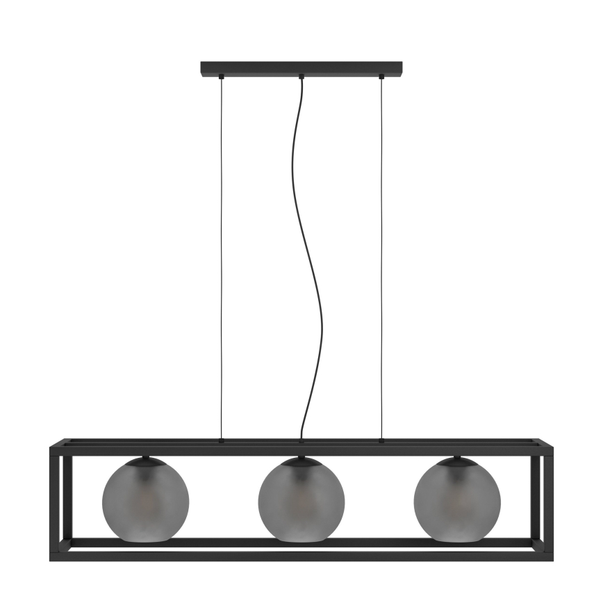 Eglo - Lestenec na vrvici 3xE27/40W/230V dimna/črna