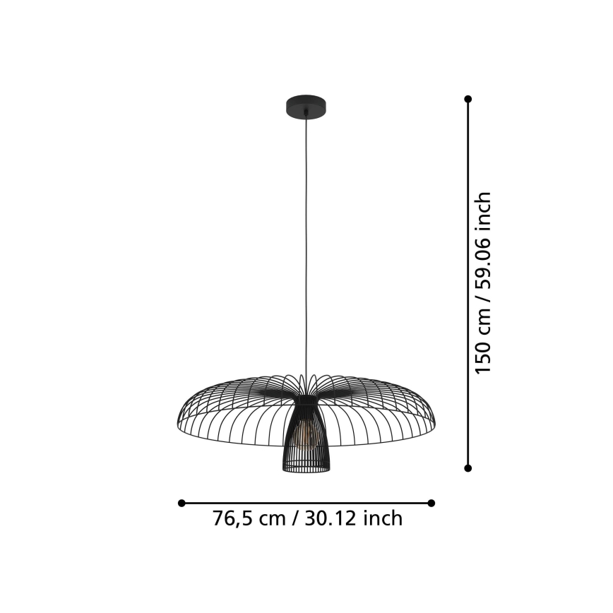 Eglo - Lestenec na vrvici 1xE27/60W/230V pr. 77 cm črna