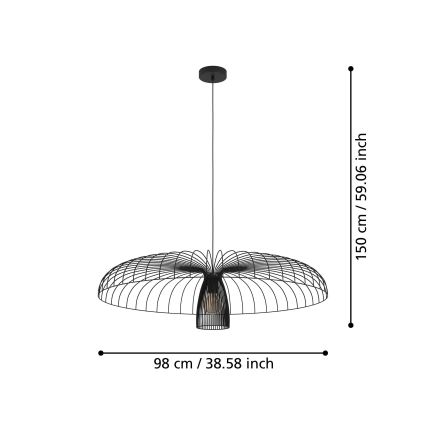 Eglo - Lestenec na vrvici 1xE27/60W/230V pr. 98,5 cm črna