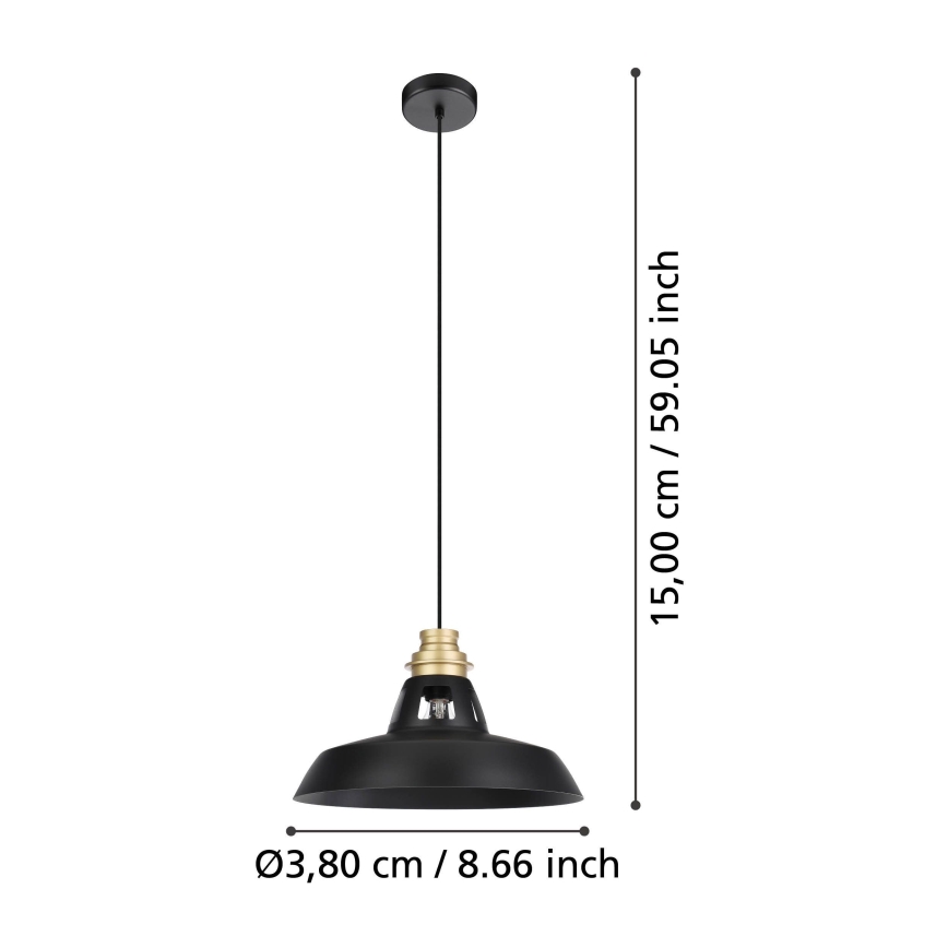 Eglo - Lestenec na vrvici 1xE27/40W/230V črna/zlata