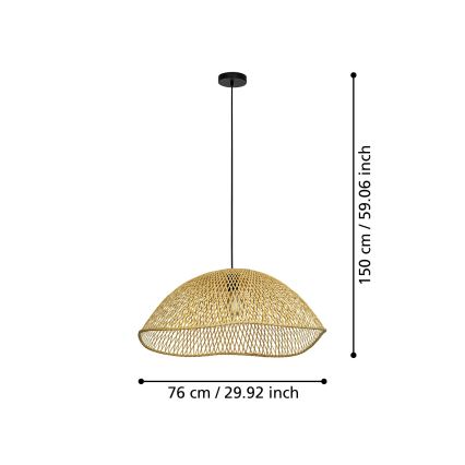 Eglo - Lestenec na vrvici 1xE27/40W/230V pr. 72 cm bambus