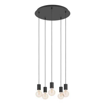 Eglo - Lestenec na vrvici 5xE27/40W/230V črna