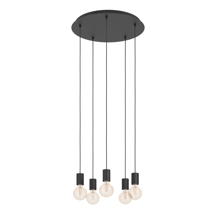 Eglo - Lestenec na vrvici 5xE27/40W/230V črna