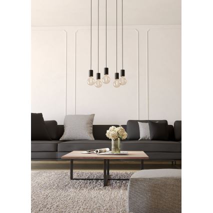 Eglo - Lestenec na vrvici 5xE27/40W/230V črna