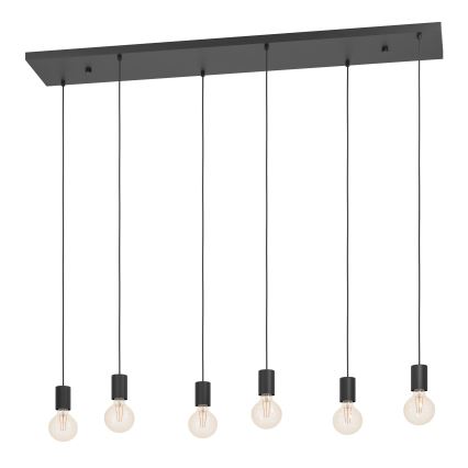 Eglo - Lestenec na vrvici 6xE27/40W/230V črna