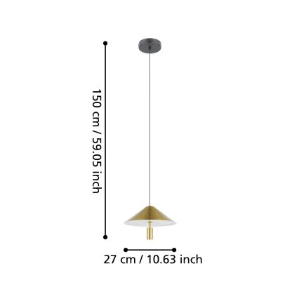 Eglo - LED Lestenec na vrvici LED/12W/230V 3000K zlata