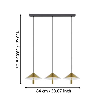 Eglo - LED Zatemnitveni lestenec na vrvici 3xLED/12W/230V 3000K zlata